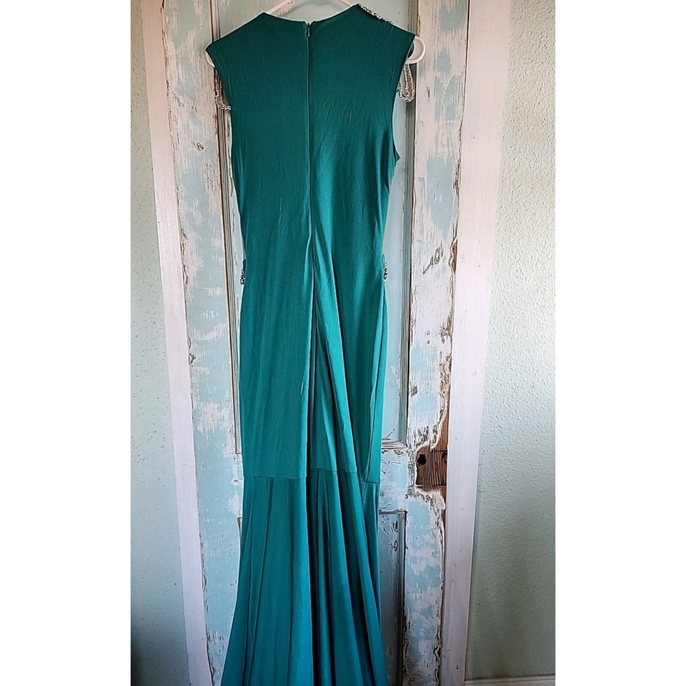 Alglist Emerald Green Rhinestone Evening Gown Large - Picture 7 of 10